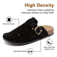 thumbnail image 3 of Lezzglt Suede Clogs for Women & Men Cork Footbed Leather Mules Potato Shoes|Non-slip Sole, Adjustable Metal Buckle, Slip-on Sandals Potato Shoes with Arch Support for Indoor and Outdoor，Black, 3 of 6