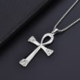 thumbnail image 3 of Unisex Women crystals 14K Yellow Gold Necklace 43mm ancient Egypt Cross Pendant Jewelry, 3 of 7
