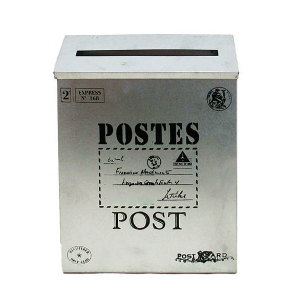 Mailbox Vintage Wall Mount Mailbox Post Letter Box for Outside Antique Metal Mailbox Rust Resistant Mail Holder Silver