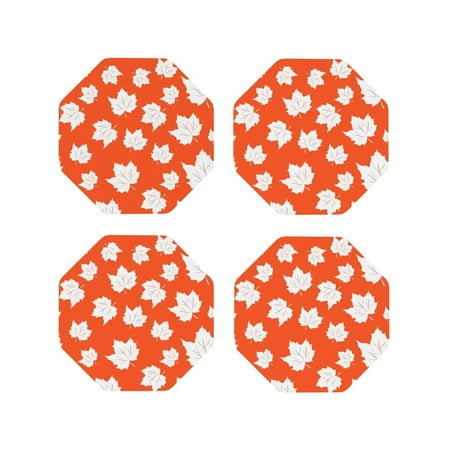 

Tideii Bright Autumn Leaves Charm for Leather Coasters 4 Pieces Anti-fouling and Anti-scalding Decorative Coasters Suitable for Restaurants Kitchens Coffee Shops-Octagon