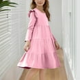 thumbnail image 6 of SERTG Kids Long Sleeve Casual Mesh Dress Spring Fall Fashion Skirt Princess Party Gown Elegant Performance for Children 3-9 Years(Pink,11 Years), 6 of 7