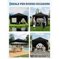 thumbnail image 4 of Gazebo Plegable 3x3m Impermeable con 4 Paredes - UPF 50+, Acero Reforzado, Fácil Montaje - Para Jardín, Camping, Fiestas - Color negro, 4 of 7