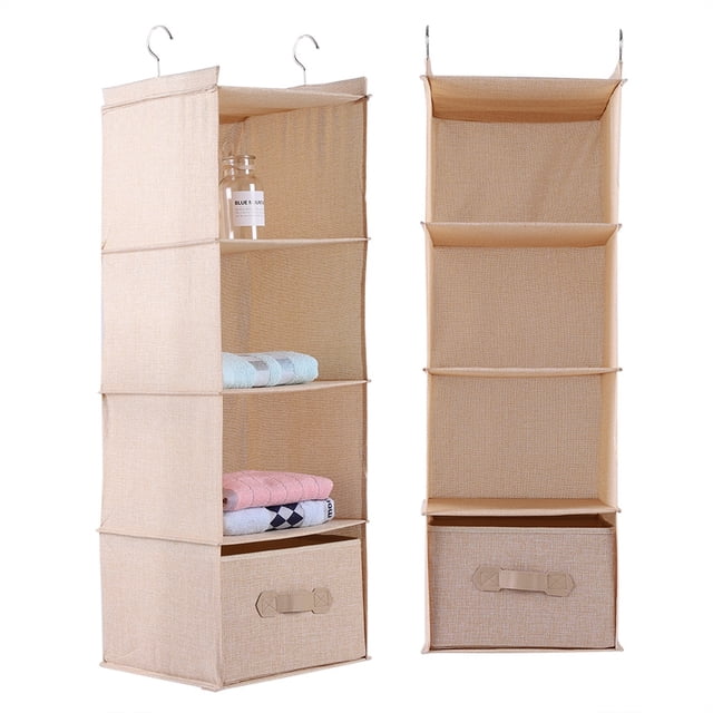 Greensen Organisateur Suspendu pour Garde-Robe, Support de Rangement pour Vêtements et Vêtements à 4 Tablettes avec Tiroir, Organisateur Suspendu pour Garde-Robe, Organisateur Suspendu pour Vêtements