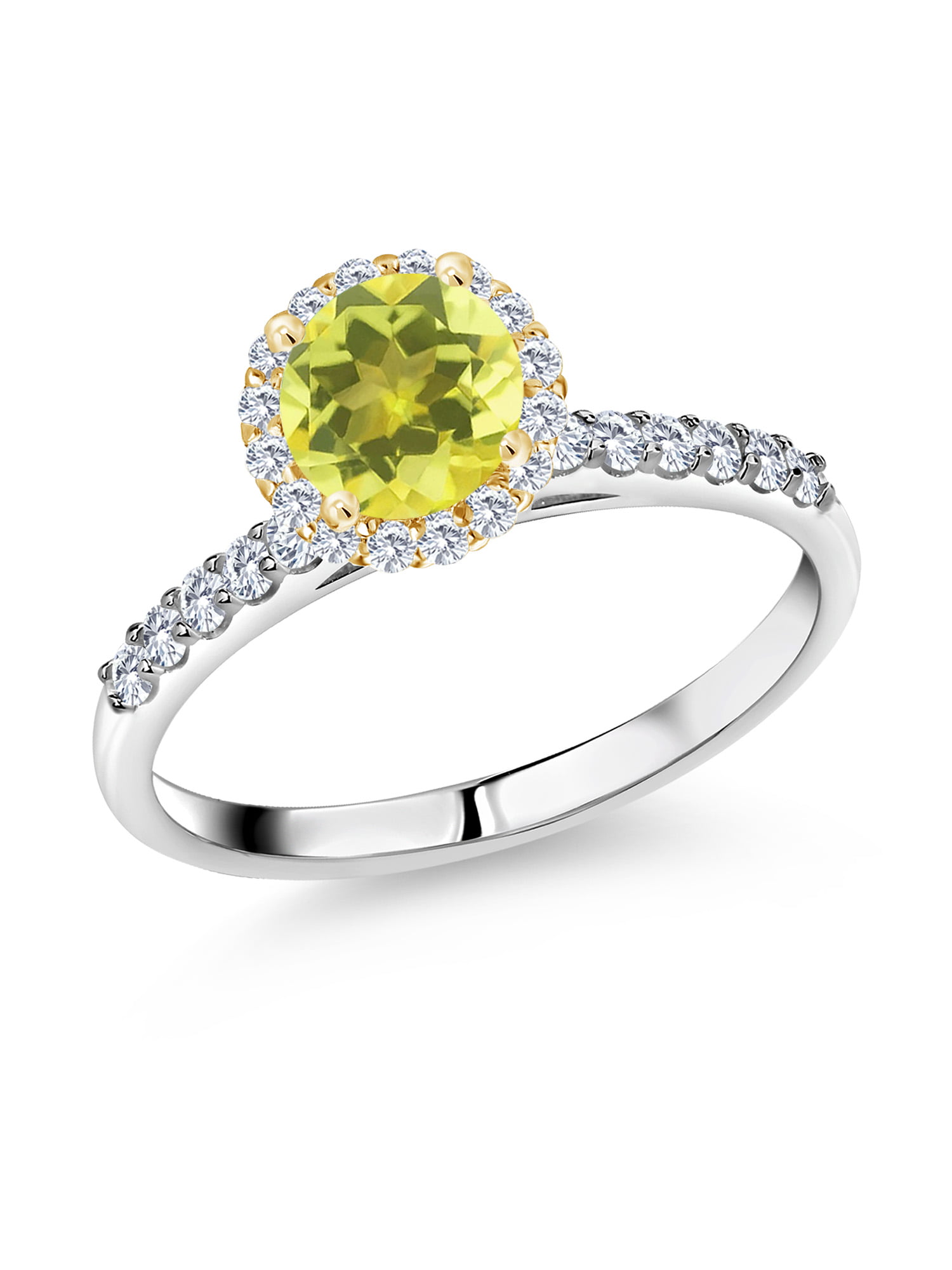 925 Sterling Silver Engagement Ring Vintage Halo 2 Ct Yellow Canary Lab Diamond 