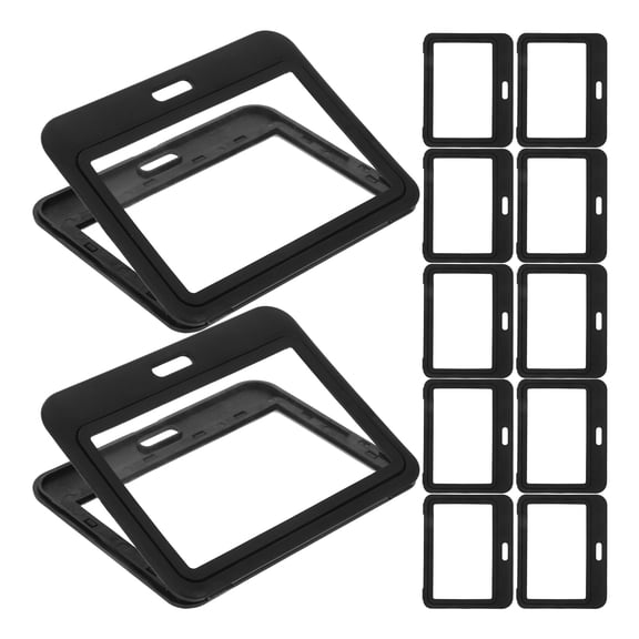 LOLIPPYY 12 Pack DoubleSided Plastic Badge Holder for ID Cards with Flipfold , Horizontal Layout