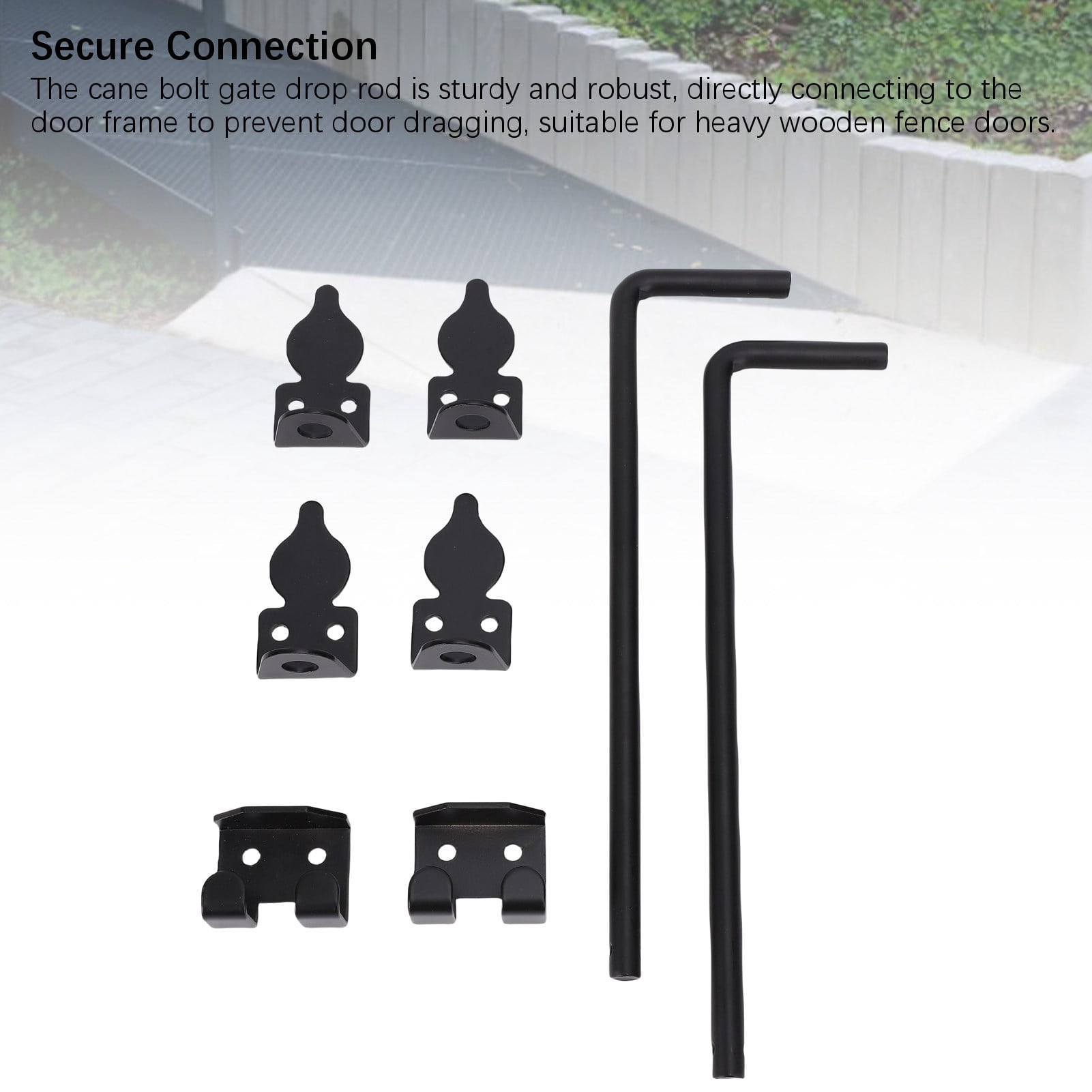 Riousery 32 in Heavy Duty Cane Drop Bolt Gate Ground Latch Rod Hardware for Wooden Fence Exterior Doors (32 inches / 81.28 cm)