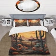 thumbnail image 2 of Designart "Tangerine Amber Cactus Desert Dusk Saguaro" Floral & Botanical Bedding Covert Set - Cactus Orange Floral Bed Set With 2 Shams, 2 of 6