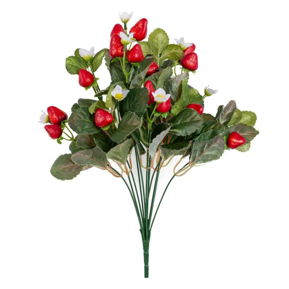 Silk Strawberry and Bloom Plant Bush - for Spring and Summer - Factory Direct Craft