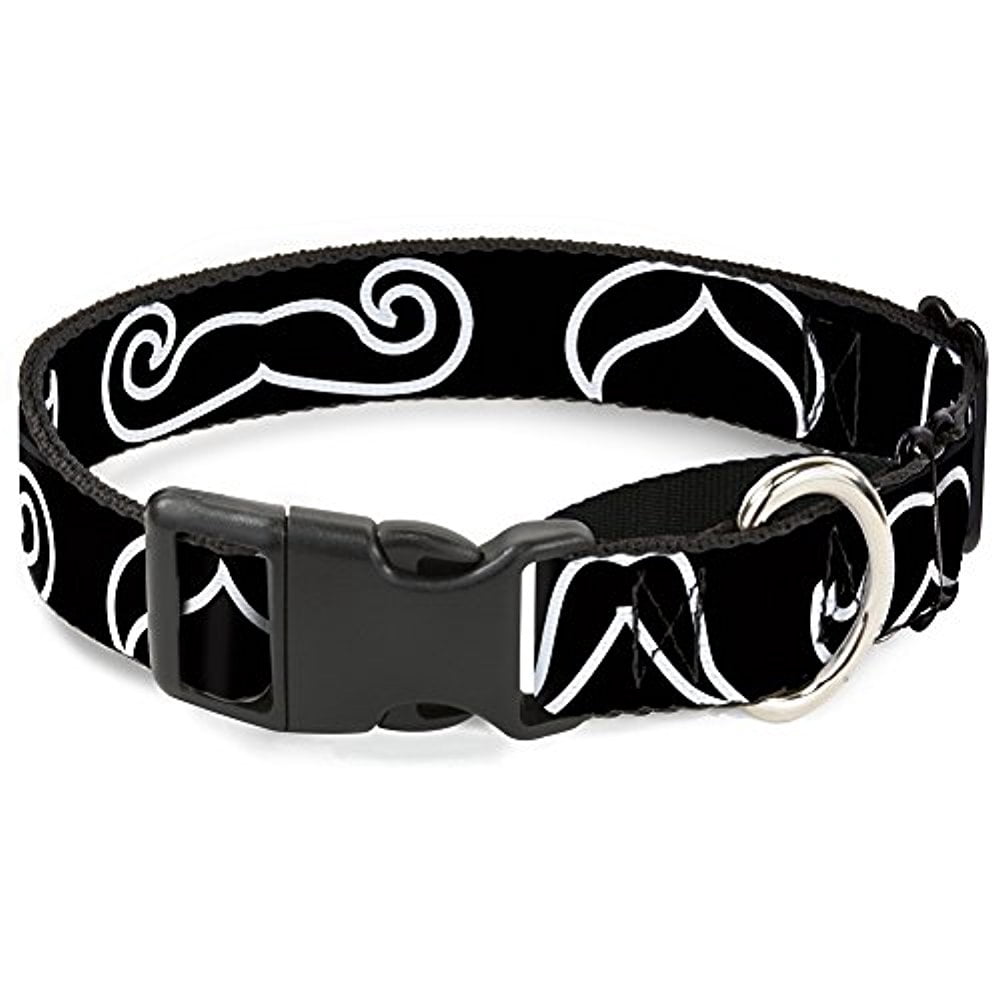 Buckle-Down Martingale Dog Collar - Mustache Outlines Black White - 1" Wide - Fits 15-26" Neck Size - Large
