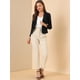 thumbnail image 3 of Chaqueta abierta de la chaqueta del traje de la cosecha del trabajo de la oficina del frente de las mujeres Negro-Sólido L, 3 of 6