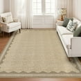 thumbnail image 3 of Nanan 5'x7' Scalloped Area rug Solid Minimalism Carpet, Washable Rug Non-Slip Low-Pile Indoor Mat for Living Room Bedroom Dining Room, Heather, 3 of 7