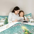 thumbnail image 5 of Manfei Green Dot Xmas Tree Full Size Comforter Sets for Teen, Winter Snowflake Bedding Comforter Set, Merry Christmas Reversible Bedding Sets, Ultra Soft Home Decor, 3pcs, 5 of 8