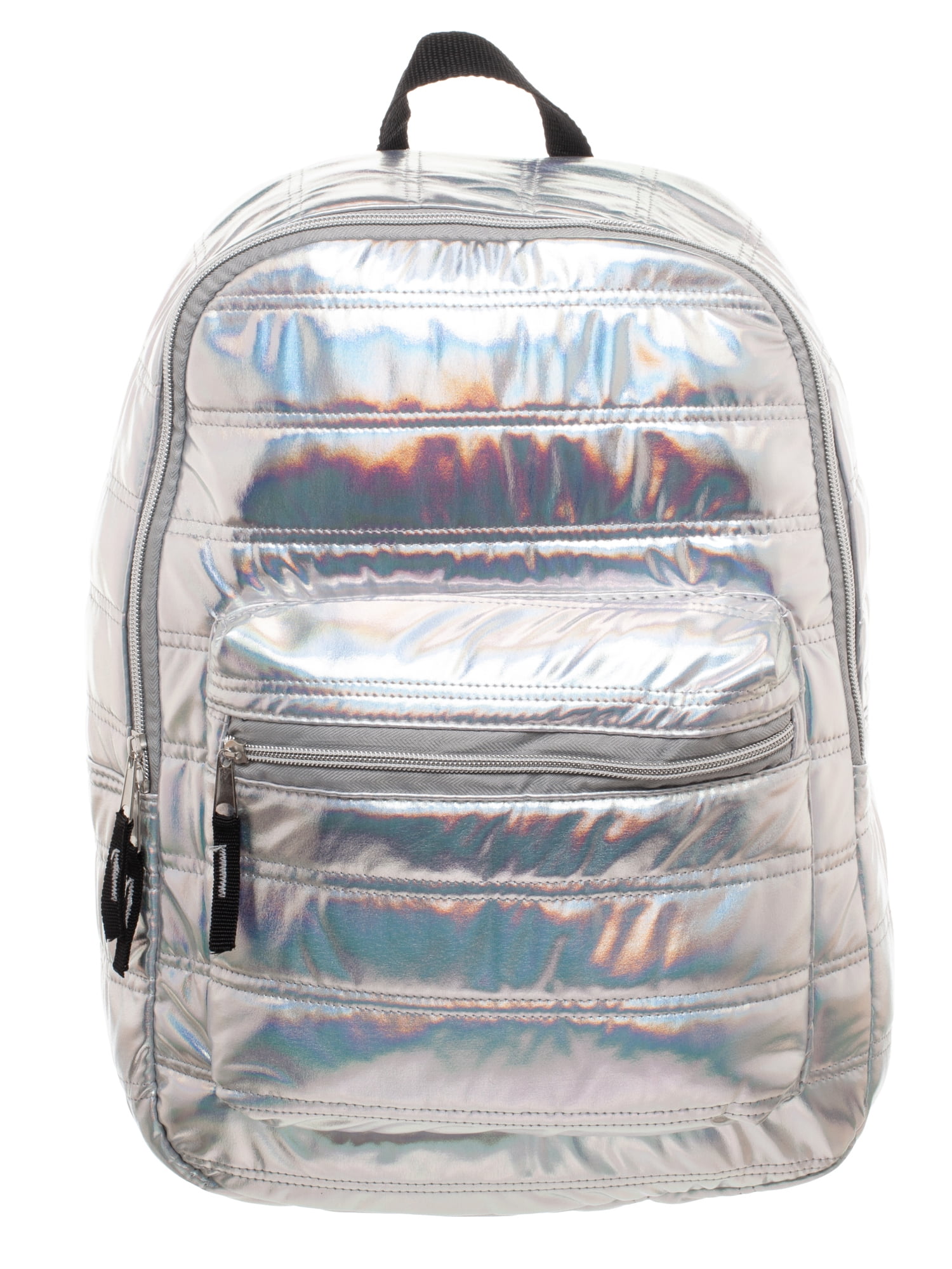 Silver Metallic Quilted 16inch backpack - Walmart.com