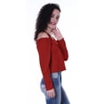 thumbnail image 6 of Moomaya Womens Cold Shoulder Short Top Solid Full Sleeves Summer Tee Tops, 6 of 7