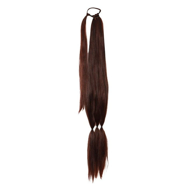 Perruque pour Femmes Confortable à Porter Lisse Douce Duveteuse Sans Nœud Coiffure Naturelle Tressée Extensions de Queue de Cheval Longue Perruque pour Dames