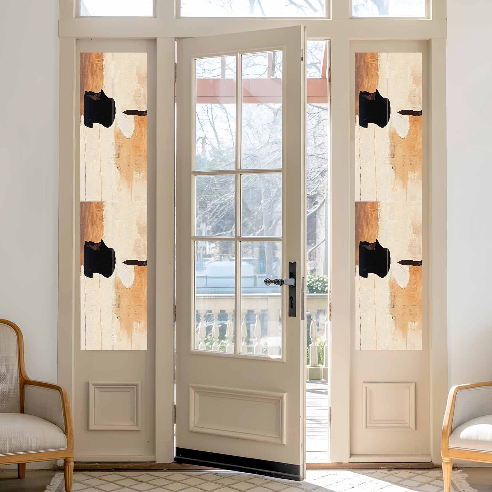 Beige Black Window Privacy Film Abstract Art Mottled Graffiti Color Block Modern Decorative Glass Window Film UV Blocking Static Cling Non-Adhesive Sticker Covering for Home Door 23.6 x 78.7 inches