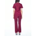 thumbnail image 3 of Dagacci Natural Stretch Contrast V-Neck Set (Burgundy,XS), 3 of 5