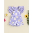 thumbnail image 3 of Musuos Baby Girls Shorts Set, 0-18M Short Sleeve Romper with Flower Print Adjustale Suspender Shorts Newborn Girls Cute Summer Outfit, 3 of 9