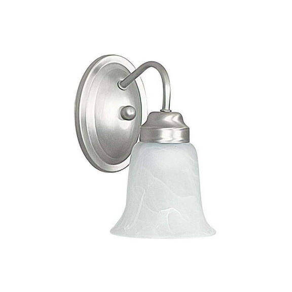 Sunset Lighting Faux Alabaster Glass Wall Sconce Satin Nickel Finish Finish
