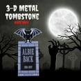 thumbnail image 2 of SCS Direct 3D Metal Halloween Ghost Cemetery XL 17" Tombstone w Steaks -Albie Back- Durable, Rustproof, UV Raised Printing-Upgrade Your Haunted House Mansion w Cemetery Lawn Decor, 2 of 5