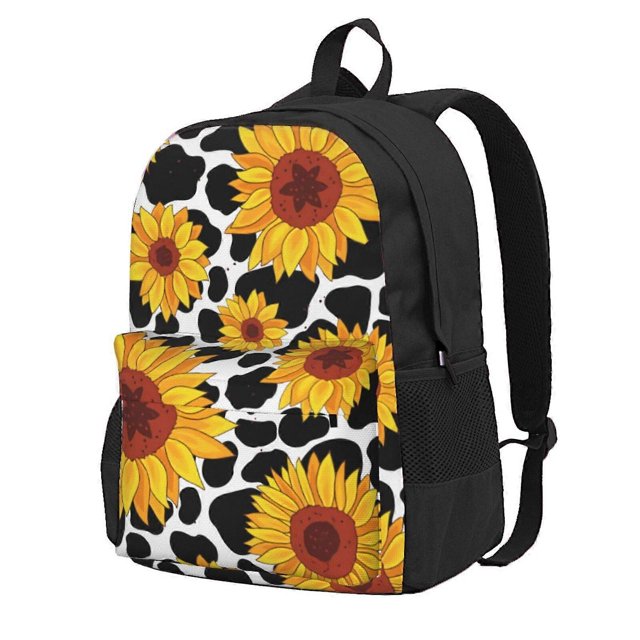 Sunflower Cow Pattern Backpack,Large Capacity Travel Backpack,Laptop Backpack,Water Resistant Backpack For Women Men 3