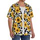 thumbnail image 2 of Fotbe Cow Print Sunflower Camisa Estampada de Manga Corta para Hombre, Casual de Verano, Estilo Playero, Sin Arrugas-Small, 2 of 5
