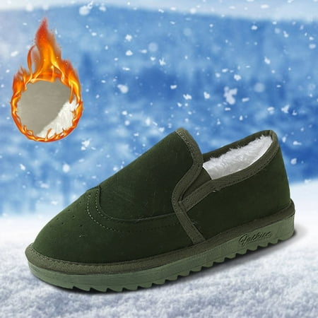 

Christmas Fashion Winter Men Snow Boots Flat Bottom Non Slip Plush Warm And Comfortable Solid Color Shallow Mouth Slip On