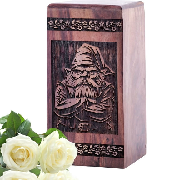 KARYLIZ Garden Gnome Wooden Urns For Ashes - Wood Urn For Ashes - Burial Urns For Ashes - Funeral Urn For Human Ashes - Large Urns For Ashes - Urns For Human Ashes
