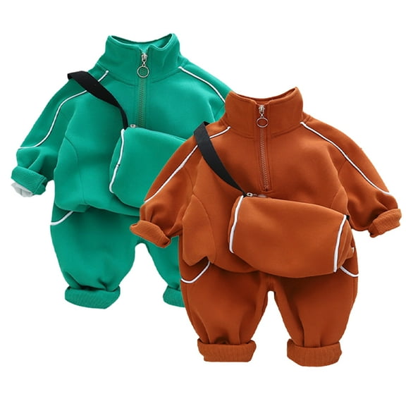 KYAIGUO Toddler Baby Clothes Sweatshirt Jacket 3PCS Outfit for Girls Boys Long Sleeve Sweatsuit Tops Sweatpants cute Casual Composite Crossbody Bag Sets Spring Fall Sweater Outfits 1-5T