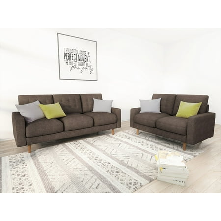 US Pride Furniture Edwyn Matte Velvet Fabric 2 Piece Living Room Set,
