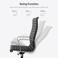 thumbnail image 6 of Ribbed Genuine Leather Office Chair, Hight Back, Adjustable Ergonomic Computer Chair Black 1PC, 6 of 12