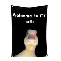 AUQ Welcome To My Crib Flag 2x3 Feet Funny Flags For Room Durable Man Wall Flag With Brass For College Dorm Room Decor Outdoor Parties