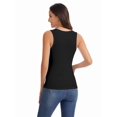 thumbnail image 3 of Women's Slim Fit Ribbed Knit Racerback Tank Tops 2-Pack Crew Neck Sleeveless Shirts Black/Green, 3 of 7