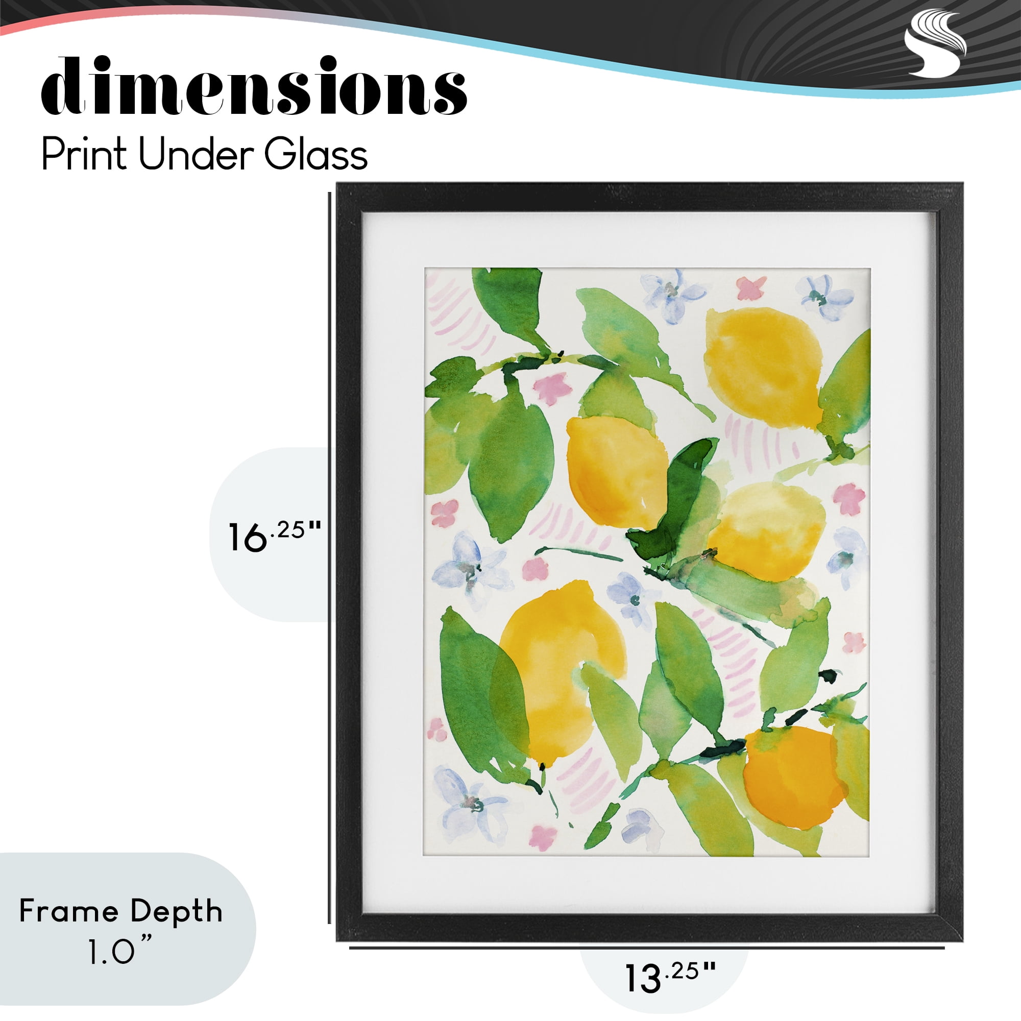 Stupell Industries Garden Lemons with Pastel Florals Black Framed Print Under Glass, design by Lanie Loreth