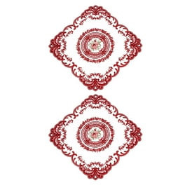 Uxcell Retro Lace Placemats - 2-Pack Grey Embroidered Oval Table Mats For Dining & Decor