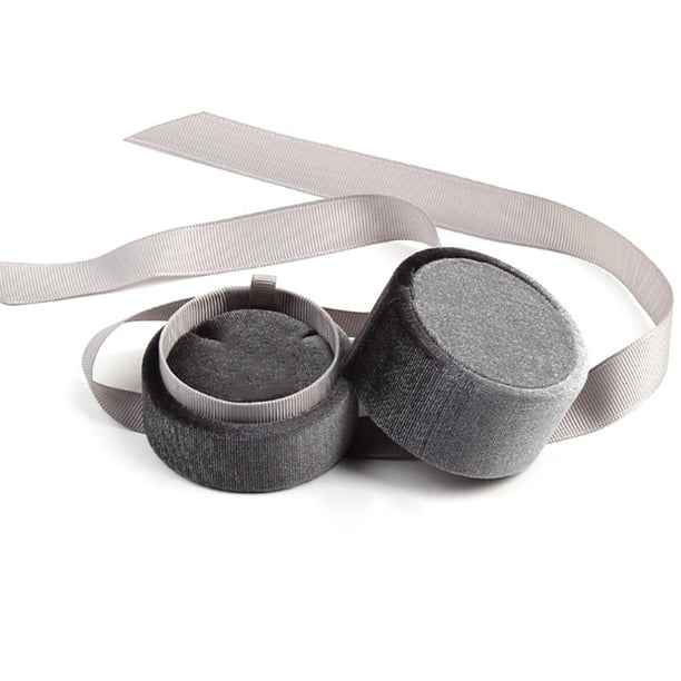 Anillo redondo Caja de portador Bowknot Collar de compromiso Pendientes Pendientes Pulseras Organizador Joyería Guiño Accesorios Accesorios Gris Caja colgante Inevent AP004488-06