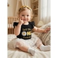 thumbnail image 5 of BemeyourBBs Baby Girl First Birthday Outfit 1st Years Old Birthday Clothes Letter Daisy Flower Print Flying Sleeve Bodysuit and Tulle Tutu Skirt Headband Set, 5 of 8