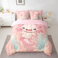 thumbnail image 2 of Feelyou Cartoon Axolotl Teens Bedding Comforter Set 7pcs, Funny Sealife Animal Queen Bedding Sets, Pink Princess Style Reversible Queen Sheet Sets, Ultra Soft Bedroom Decor, 2 of 8