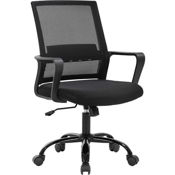 Swivel Rolling Computer Chair Executive Lumbar Support Task Mesh Chair Adjustable Stool for Women Men (Black)