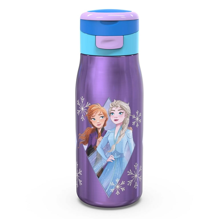 Zak Designs Disney 13.5 Ounce Stainless Steel Insulated Water Bottle,  Frozen 2 