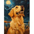thumbnail image 1 of Qisvanset Framed Canvas Wall Art 12x16 Inch Moonlight Golden Retriever Pet Night Scene Wall Art, 1 of 5