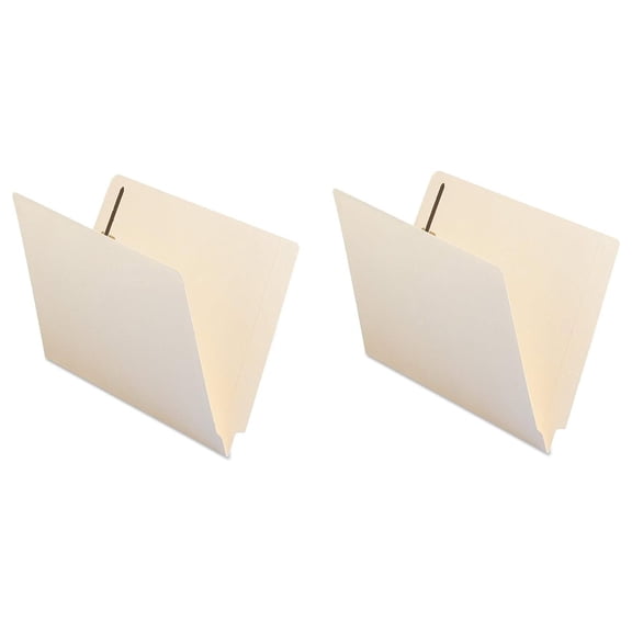 End Tab Fastener File Folder, Shelf-Master Reinforced Straight-Cut Tab, 2 Fasteners, Letter Size, Manila, 50 per Box (34115) (Pack of 2)