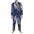 thumbnail image 3 of Naloa Blue Heron Floral Garden Men’s Pajamas Set - Long Sleeve Button Down Sleep Shirt and Pajama Bottoms Sleepwear Set-Large, 3 of 7
