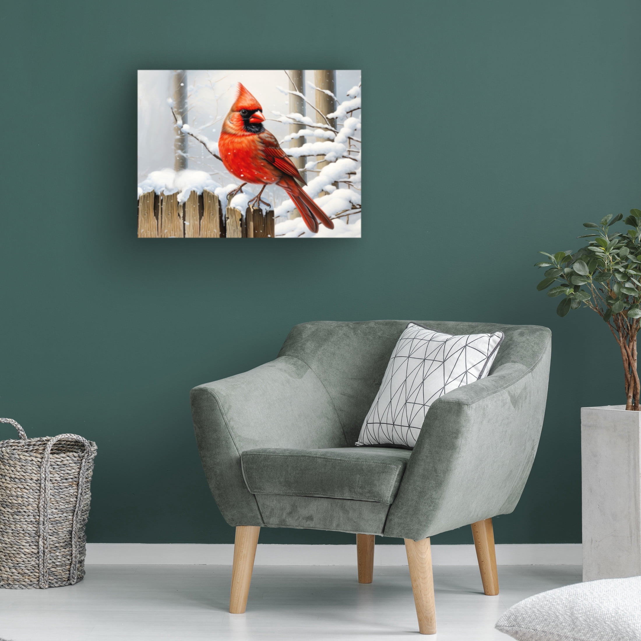 Canvas Wall Art - Stewart 'Snow Day Cardinal' Wall Art for Living Room, Bedroom, or Office Décor by Trademark Fine Art - 24 x 18 Inches