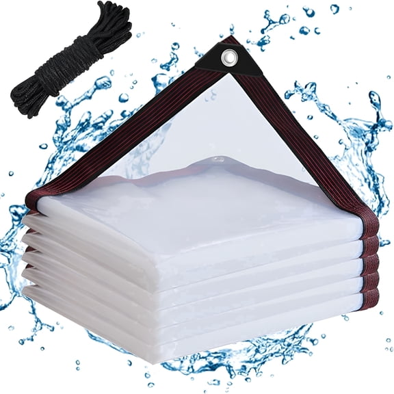 SELIVO Clear Tarps Waterproof 6X6 with Grommets Clear Vinyl Tarp Heavy Duty Outdoor Clear Plastic Tarp Clear PVC Tarp Covering for Patio Henhouse Porch Canopy Plant Camping