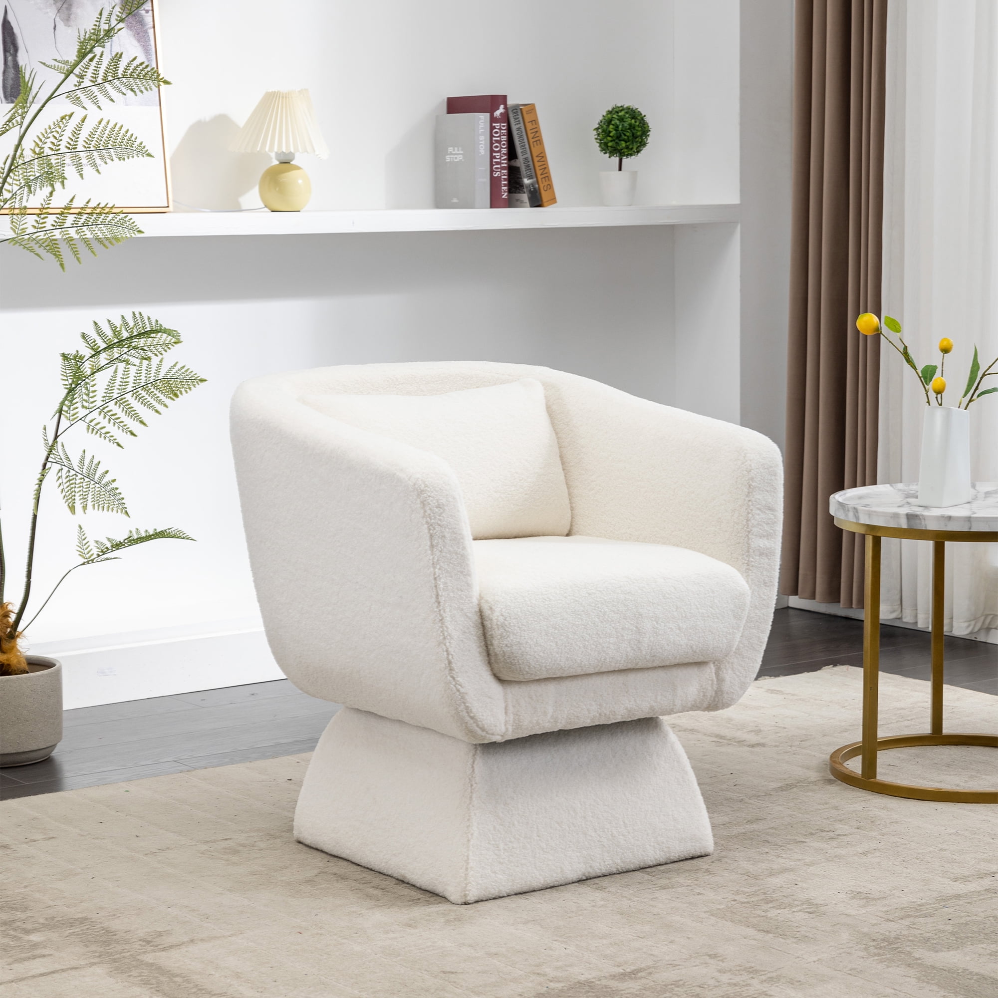 Kadyn 30.30"H Swivel Accent Chair, Single Sofa Chairs for Living Room, Ivory 360 Degree Armchair Kadyn 30.30"H Swivel Accent Chair, Single Sofa Chairs for Living Room, Ivory 360 Degree Armchair