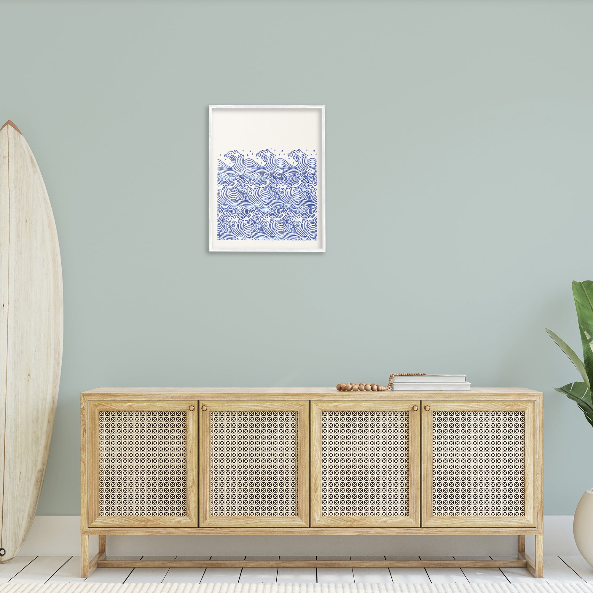 Stupell Industries Abstract Curving Waves Abstract Painting White Framed Art Print Wall Art, 24 x 30