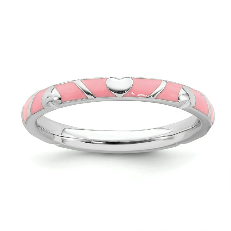 Pink Enamel Heart Ring 10