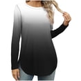 thumbnail image 3 of DDAPJ pyju Long Sleeve Shirts for Women Crewneck Tunic Tops Gradient Printed Tees Ofertas relámpago Black M, 3 of 8