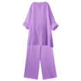 thumbnail image 7 of JFGHDG Linen Sets for Women 2 Piece Half Sleeve Henley Embroidered Tops Flowy Summer Palazzo Pants Sets Matching Lounge Set Purple XL, 7 of 7